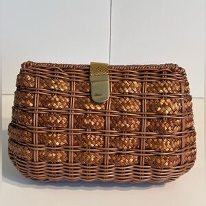 Wicker Rattan Crossbody Bag Vintage Style Picnic Basket Purse Boho